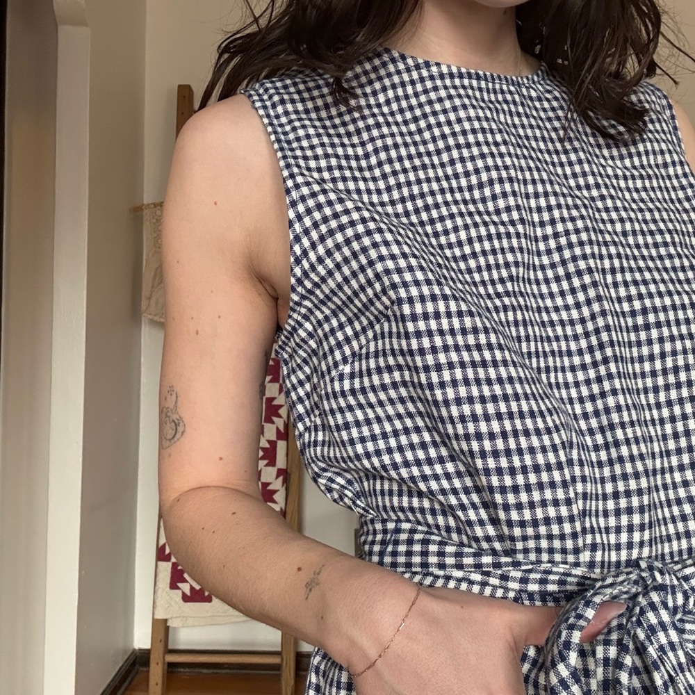 Reformation Blue Checkered Dress
